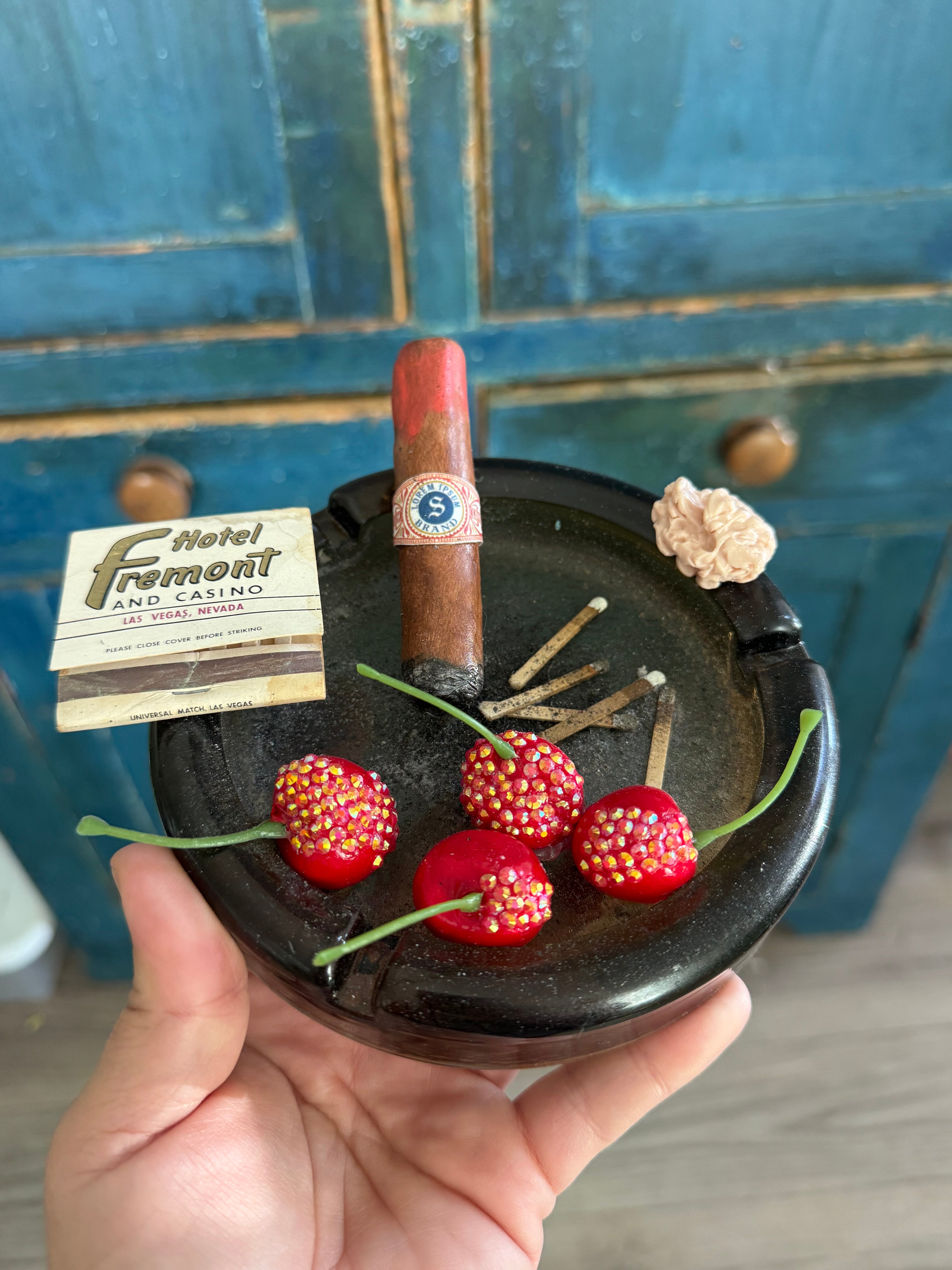 Vintage Ash Tray Art- Cherries