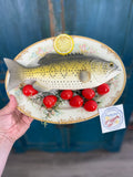 Fake food plate-fish/tomatoes and lemon