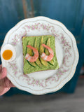Fake Food Plate- Avocado Toast w/Shrimp and boiled egg