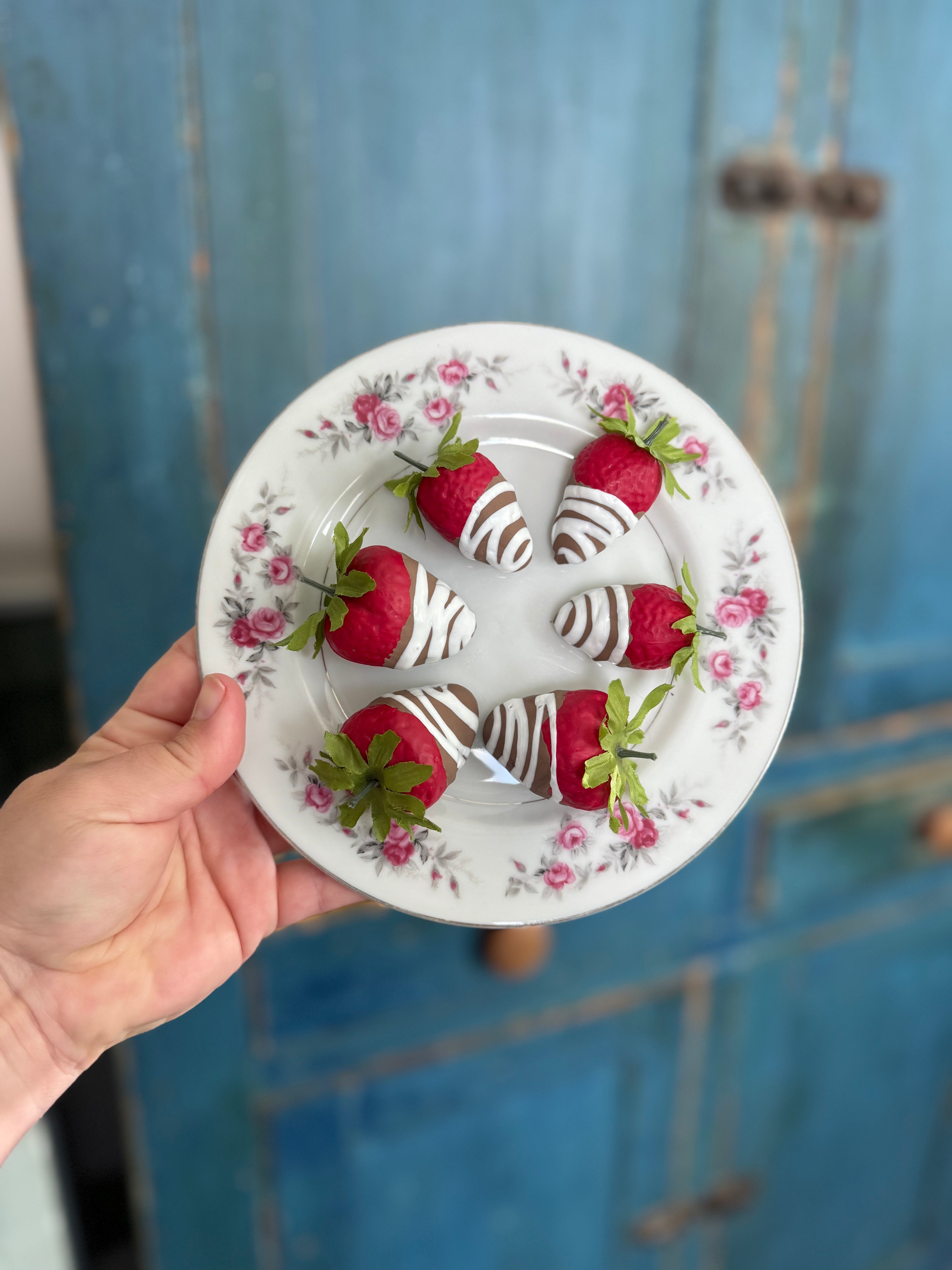 Fake Food Plate- Chocolate Covered Strawberries