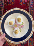 3 Deviled Eggs On Vintage Plate
