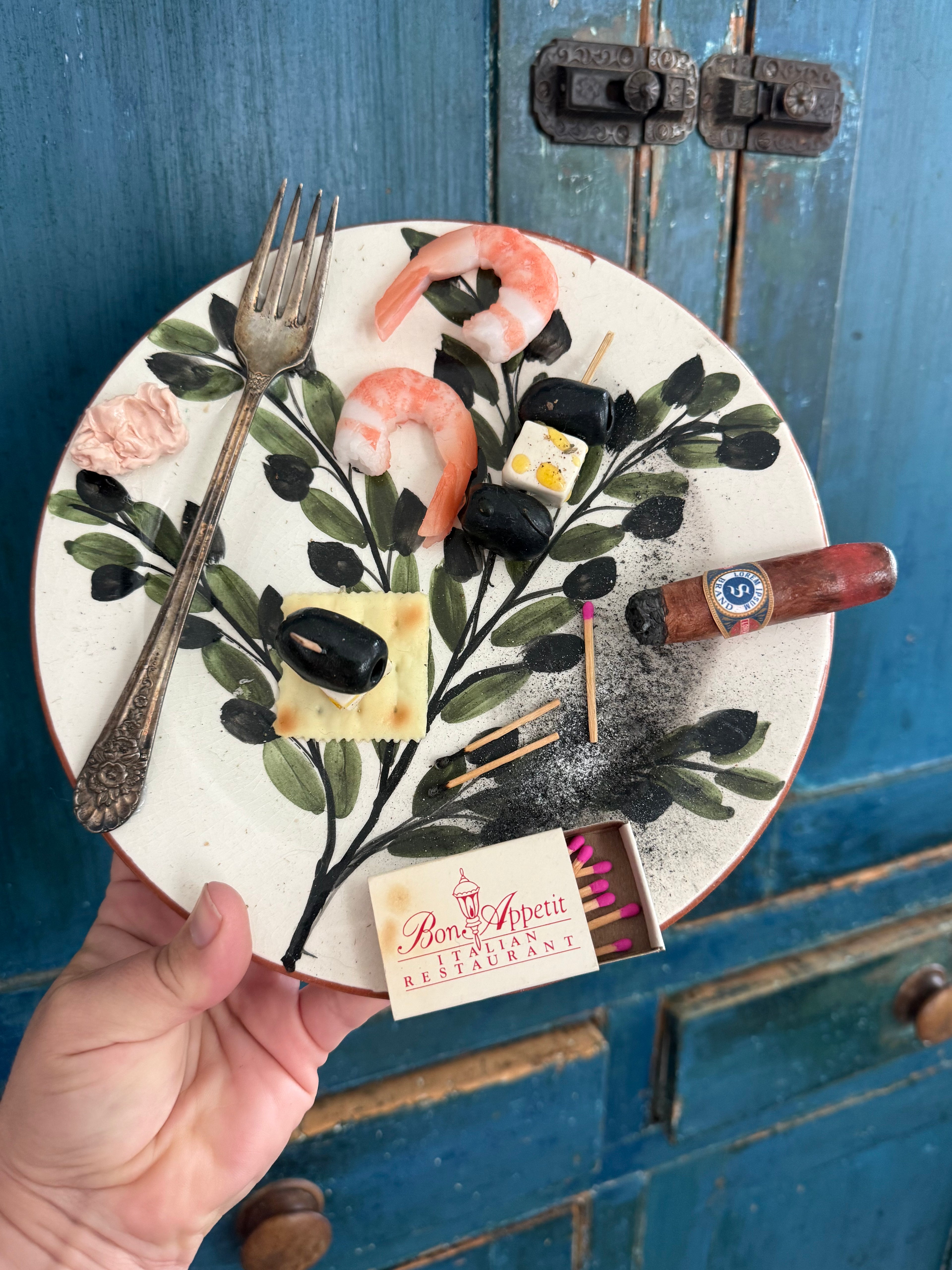 Fake food Plate- Shrimp + Cigar