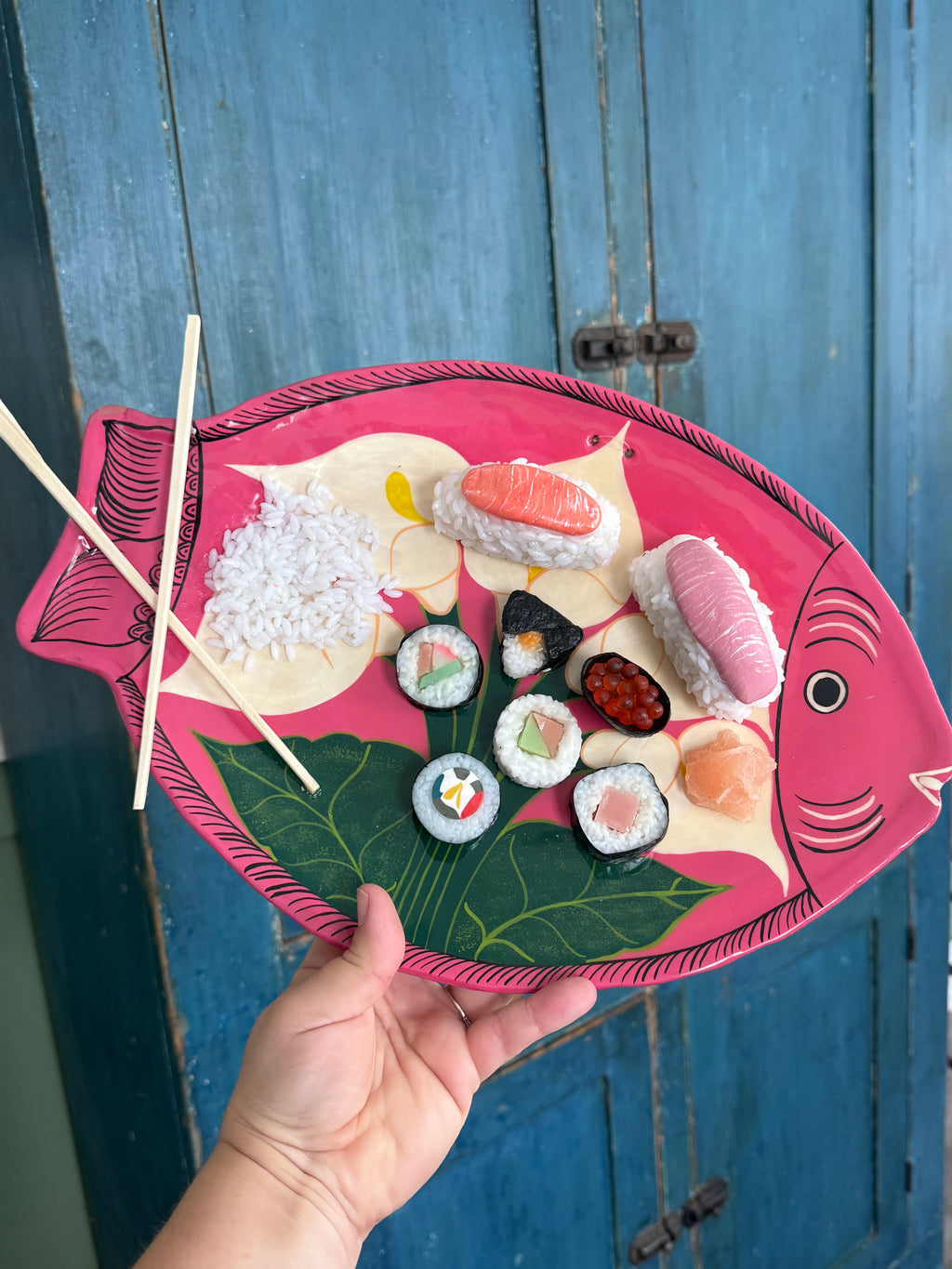 Fish with Sushi- Fake Food Plate