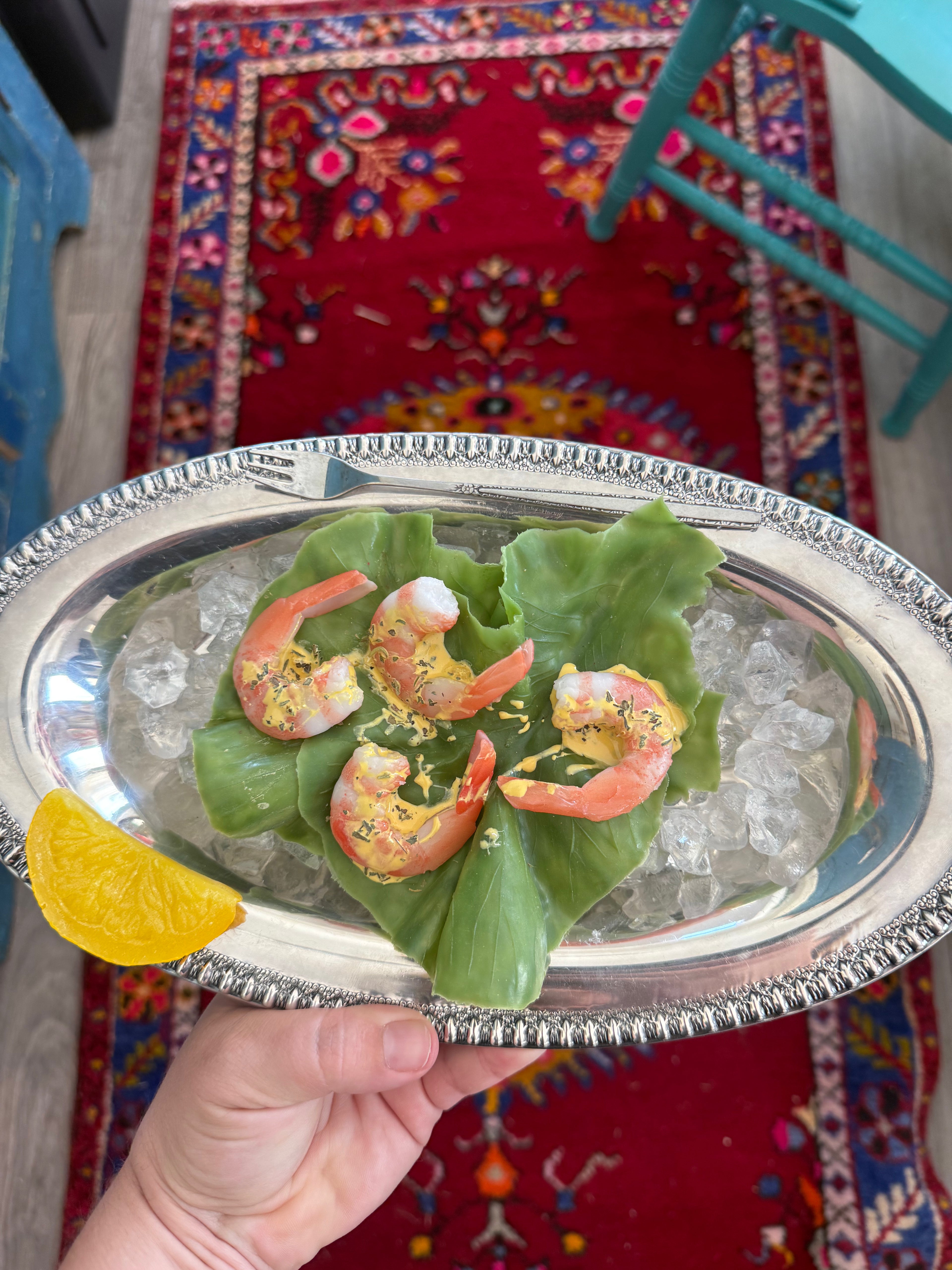 Shrimp platter fake food plate