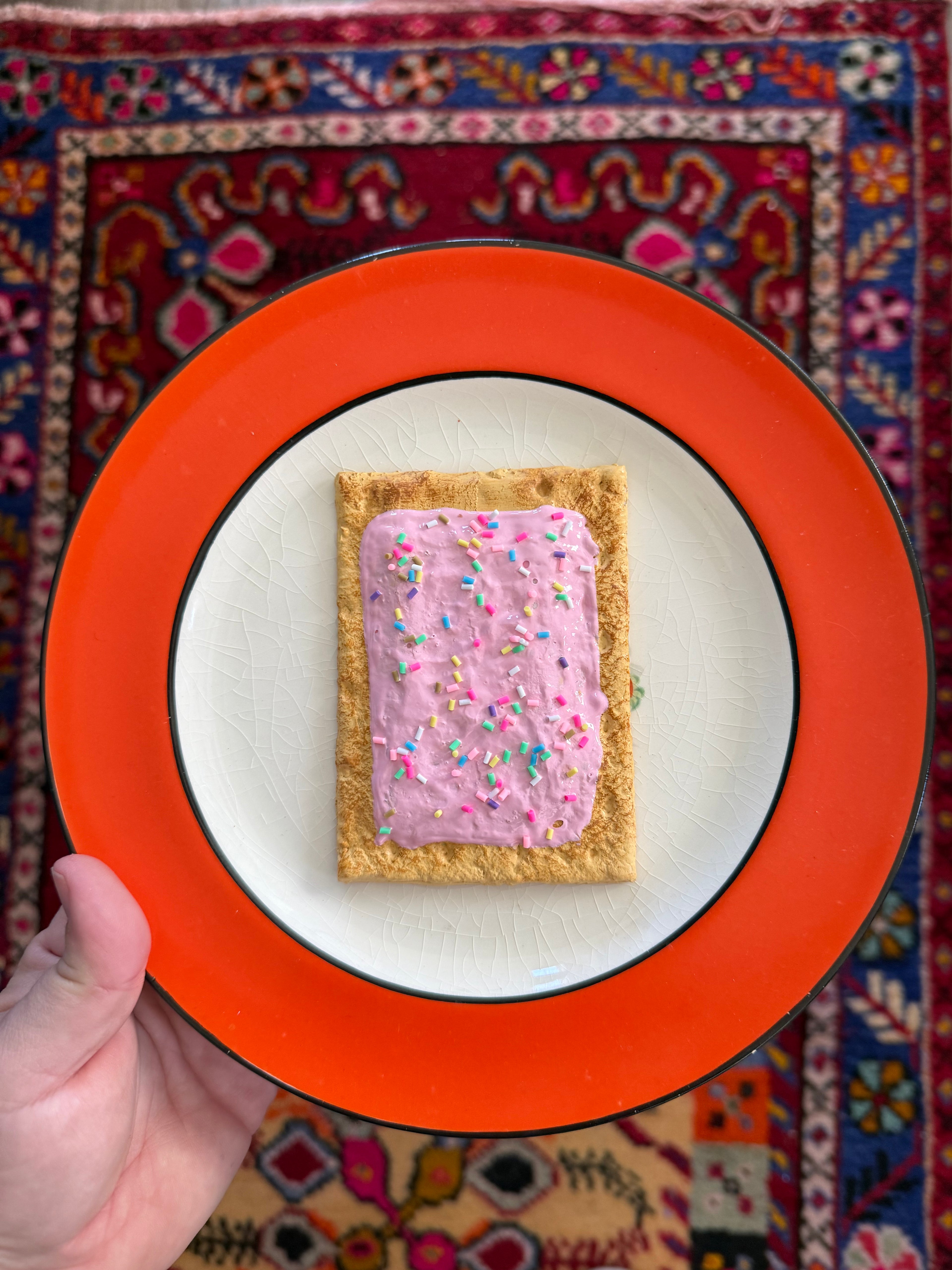 Pink Breakfast Pastry on Plate