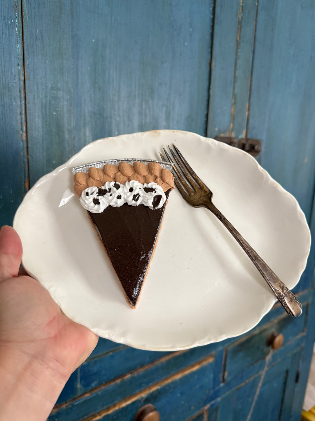 Chocolate Pie Fake Food Plate