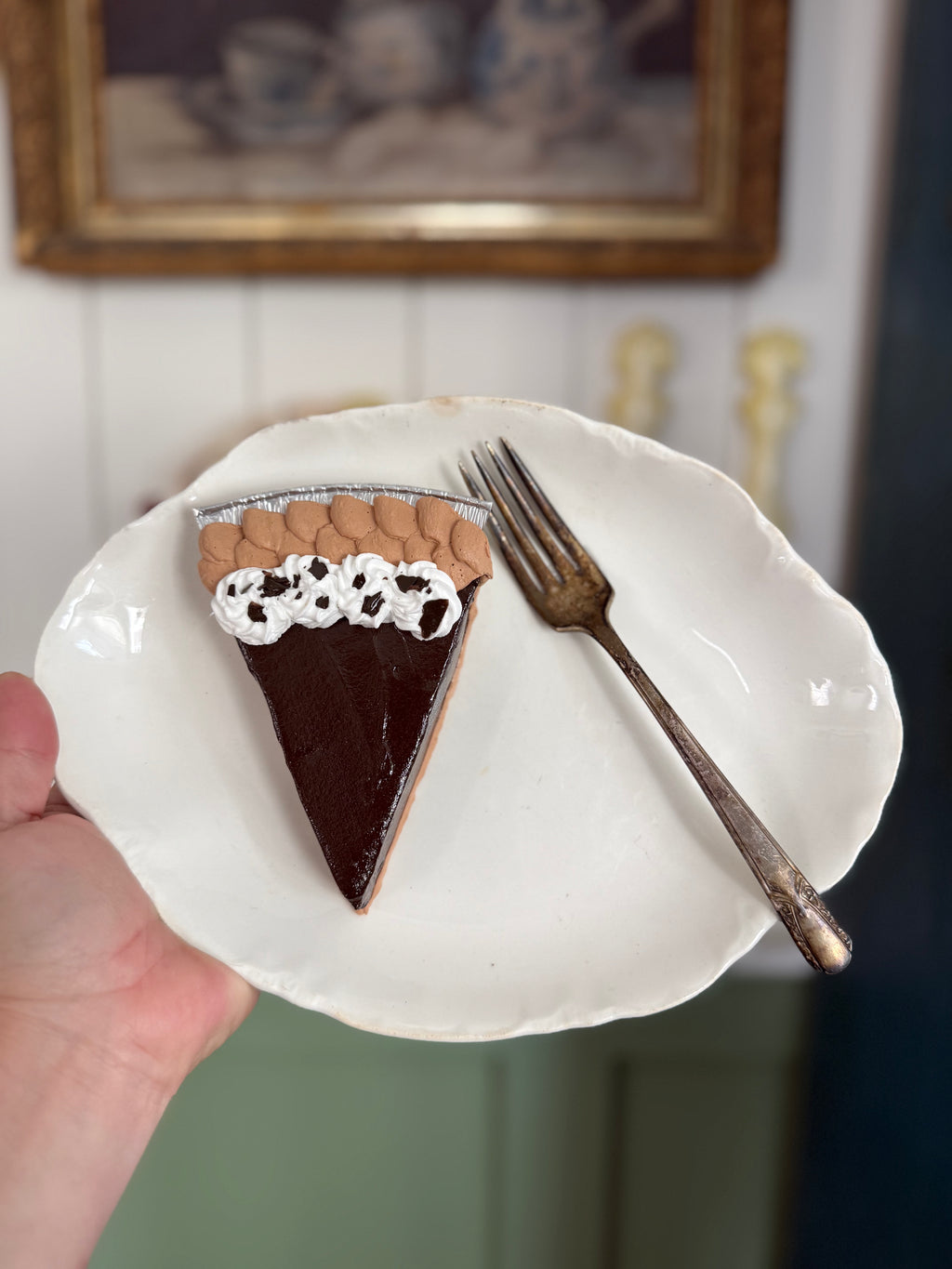 Chocolate Pie Fake Food Plate
