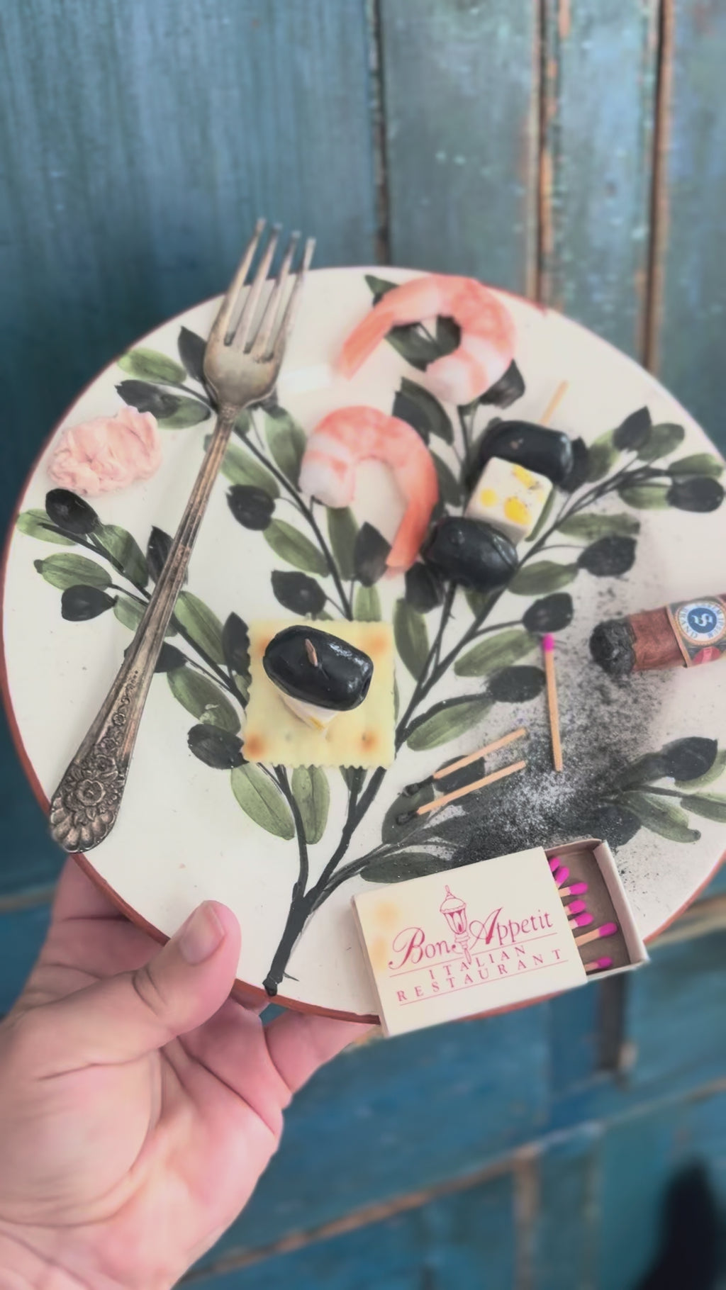 Fake food Plate- Shrimp + Cigar