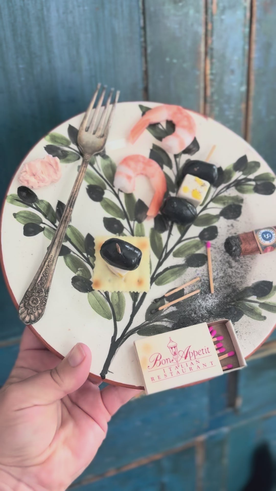 Fake food Plate- Shrimp + Cigar