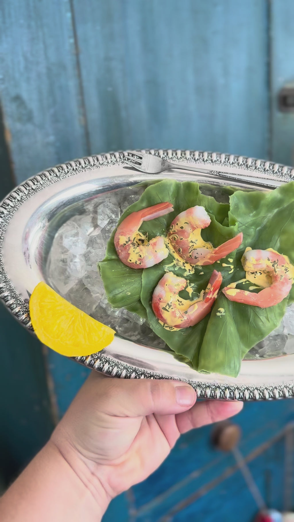 Shrimp platter fake food plate